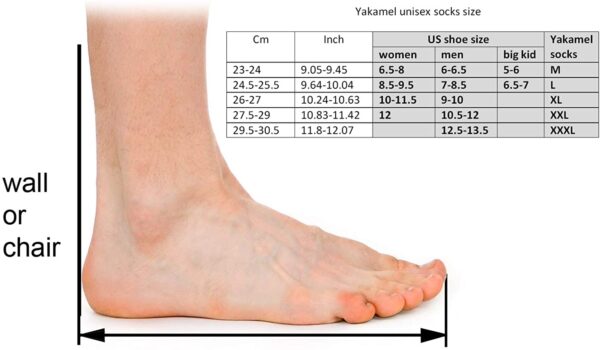 size measurement of yak wool socks